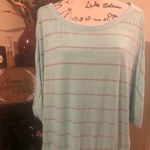 Blushed Blouse/Tunic Mint color w/grey strips 2XL